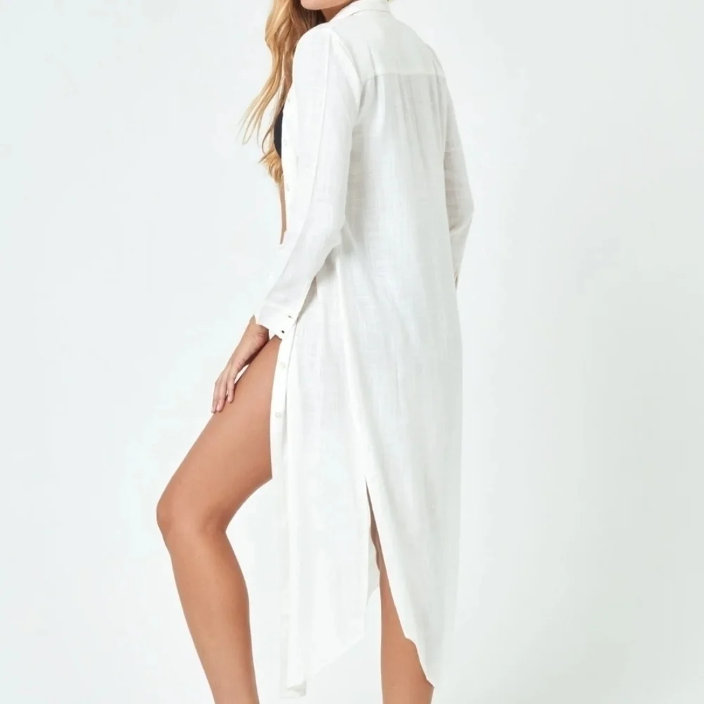 New L*Space Presley Cover-Up Swim Beach Cream Midi Dress NWT Small